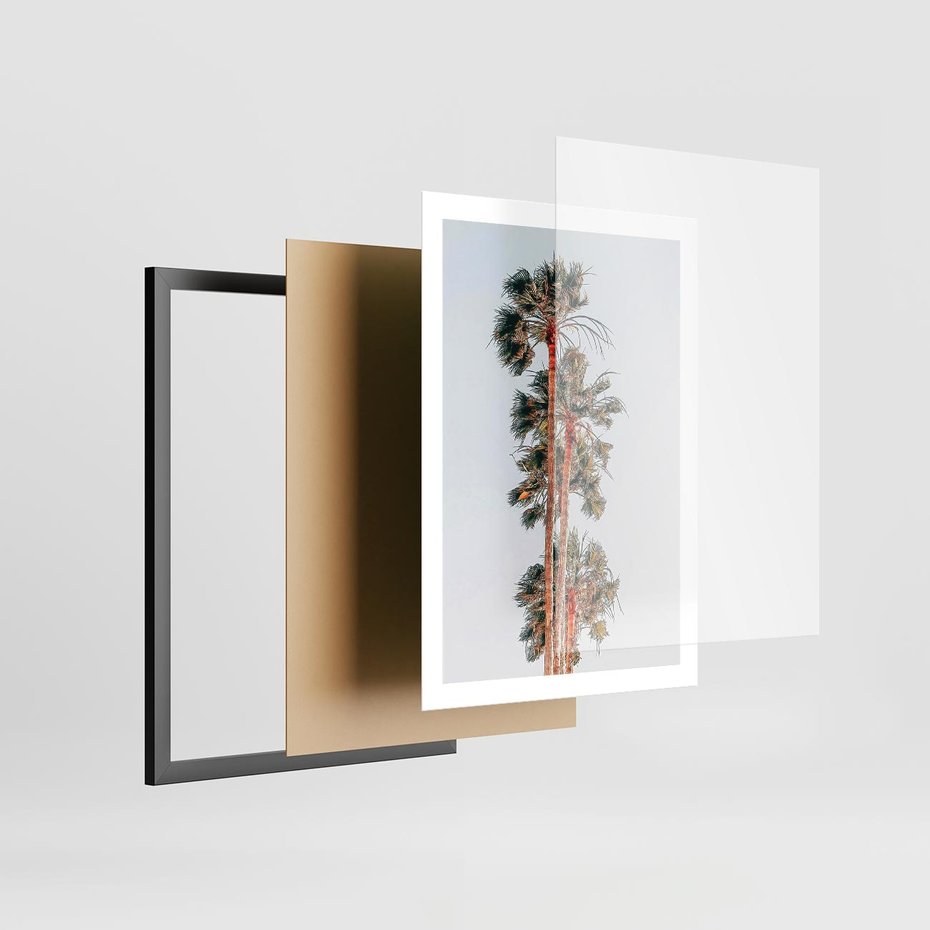 Plakat w ramie 50x70 - Kształty Palm - palmy, zdjęcie - rama czarna