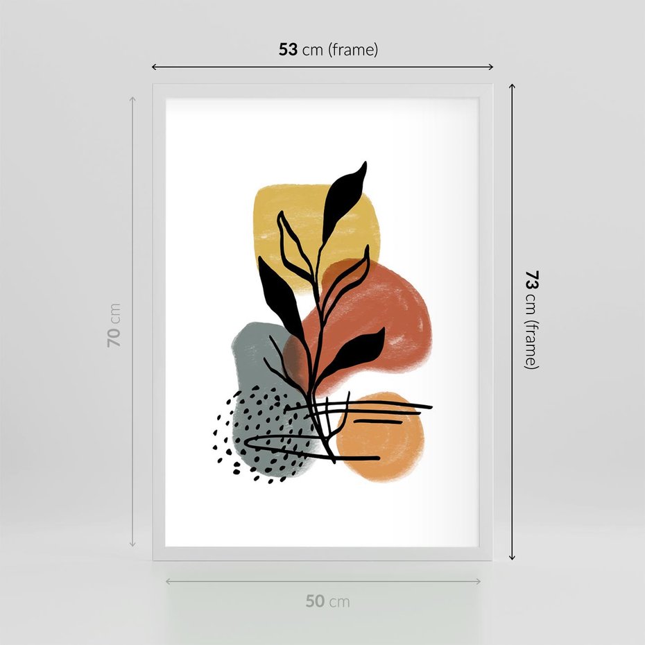 Plakat w ramie 50x70 - Energetyczne Refleksje - abstrakcja, sztuka nowoczesna - rama biała