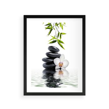 Plakat w ramie 50x70 - Orchidea w Spa - spa, orchidea - rama czarna