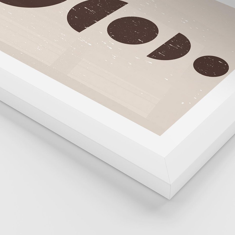 Plakat w ramie 50x70 - Migocące Granice - mid century styl, nowoczesna grafika - rama biała