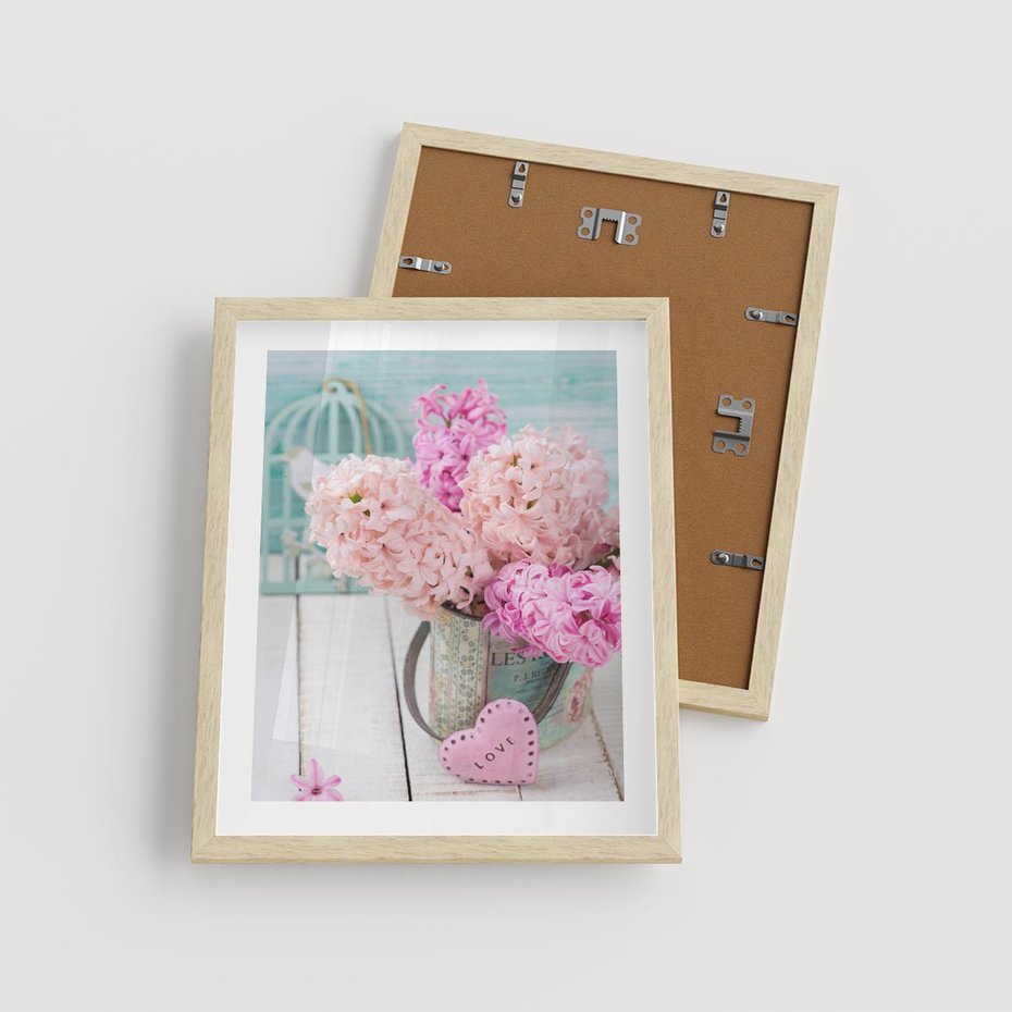 Plakat w ramie 40x50 - Kwiatowa harmonia hiacyntów - kwiaty, hiacynty - rama drewno