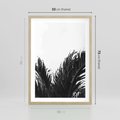 Plakat w ramie 50x70 - Tropikalna Uroda w Czerni i Bieli - fotografia czarno biała, liście palmy - rama drewno