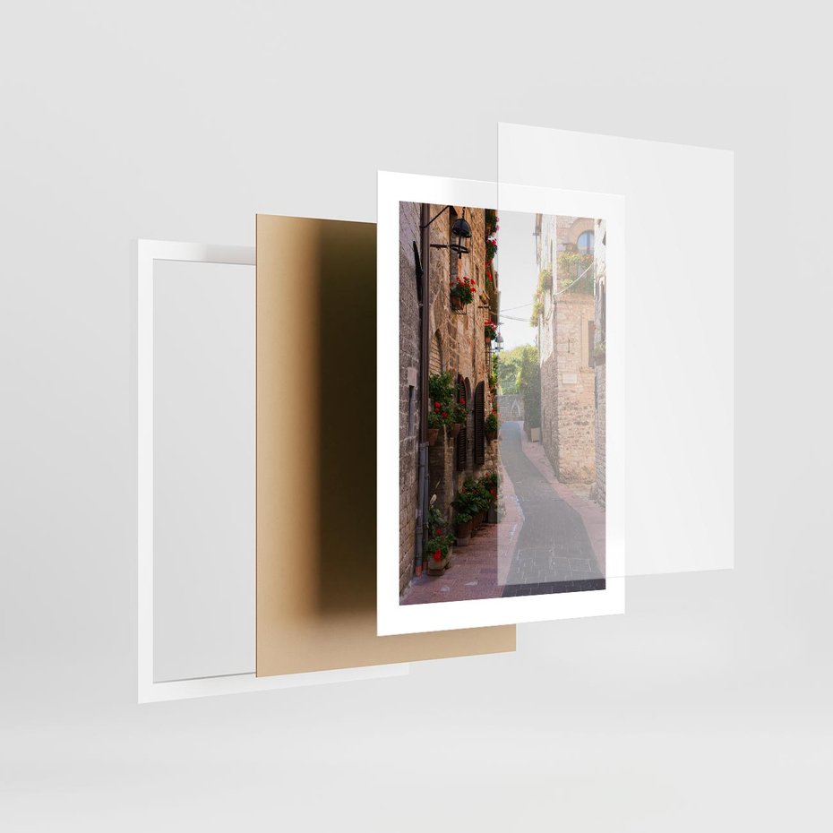 Plakat w ramie 30x40 - Miłość na Romantycznej Uliczce - romantyczna, uliczka - rama biała