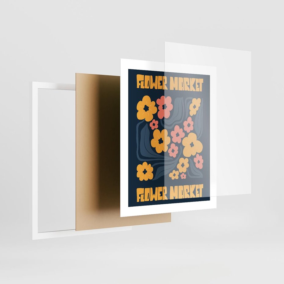 Plakat w ramie 40x50 - Impulsy Rozkwitu - plakat, granatowe tło - rama biała