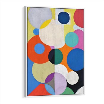 Obraz w ramie 50x70 - Tajemnicze Odbicia Czasu - abstrakcyjne geometryczne kształty, olejny obraz - rama biała