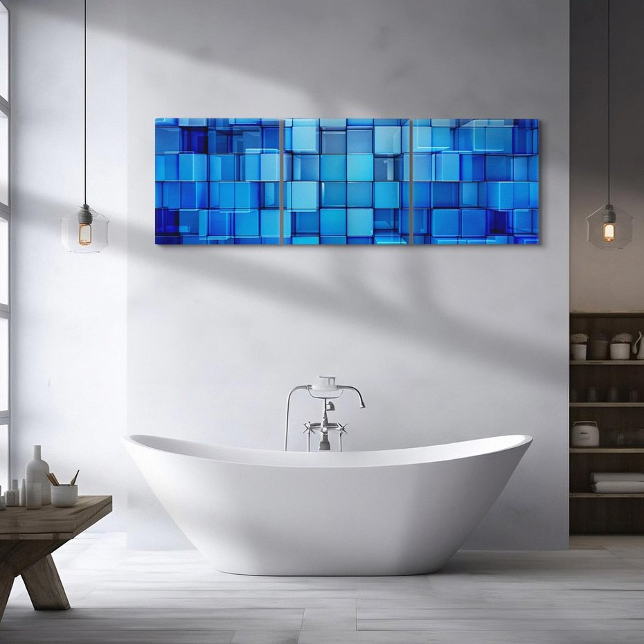 Obraz na płótnie 150x50 - Abstrakcyjne 3D: Kolorowe bloki - abstrakcja, 3d