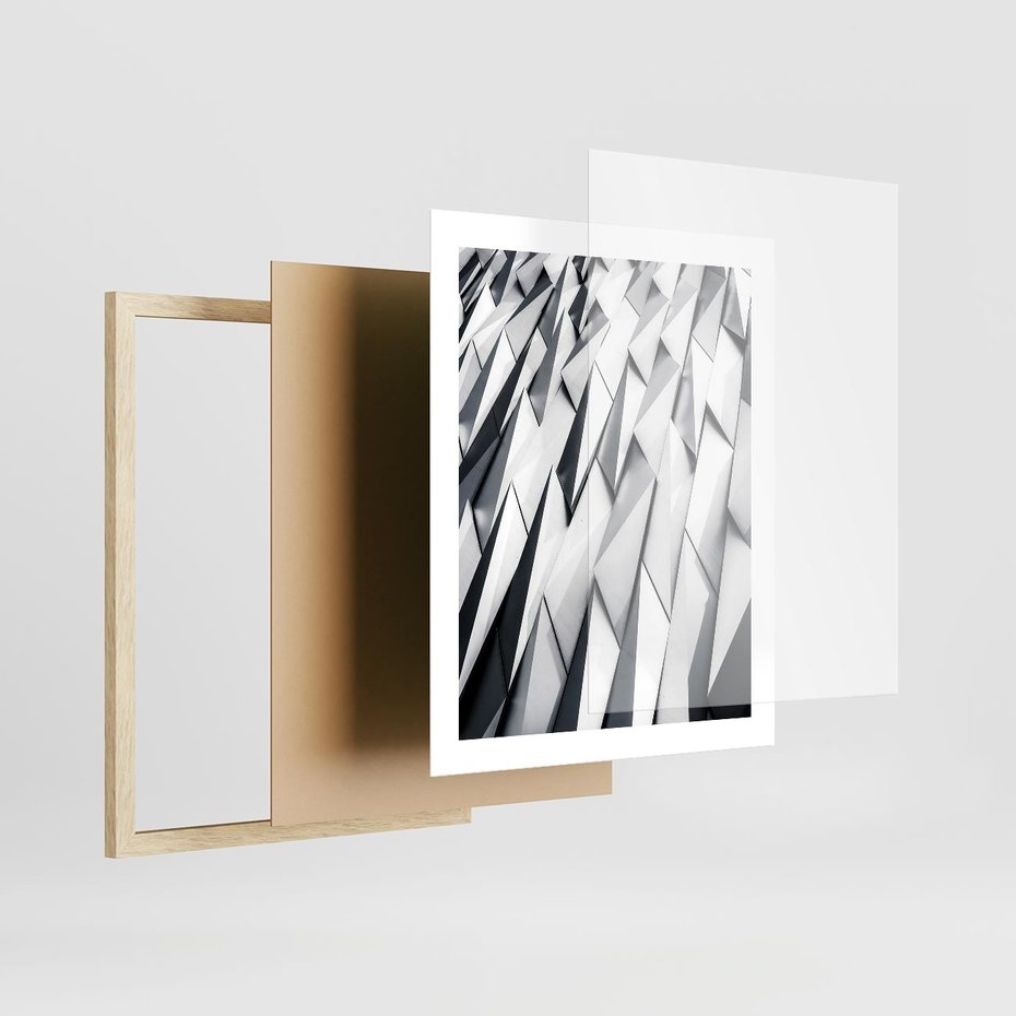 Plakat w ramie 40x50 - Geometryczna Nowoczesność - nowoczesna architektura, gemetryszne formy - rama drewno
