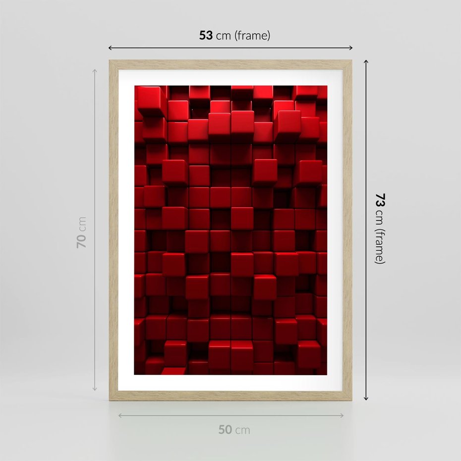 Plakat w ramie 50x70 - Geometryczne 3D: wizja przestrzeni - geometryczne, 3D - rama drewno