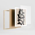 Plakat w ramie 40x50 - Strukturalne Odbicia Innowacji - zaplątane minimalistyczne linie, na bezowym tle - rama drewno