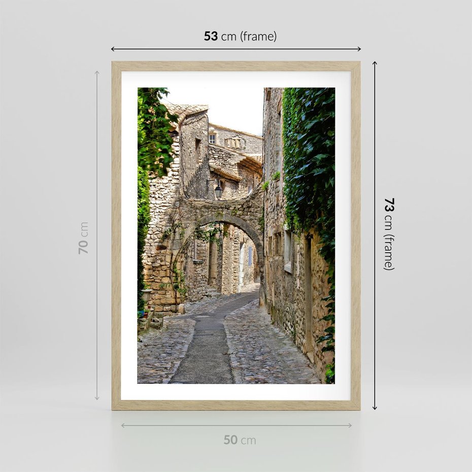 Plakat w ramie 50x70 - Urokliwa perspektywa uliczki - uliczka, perspektywa - rama drewno