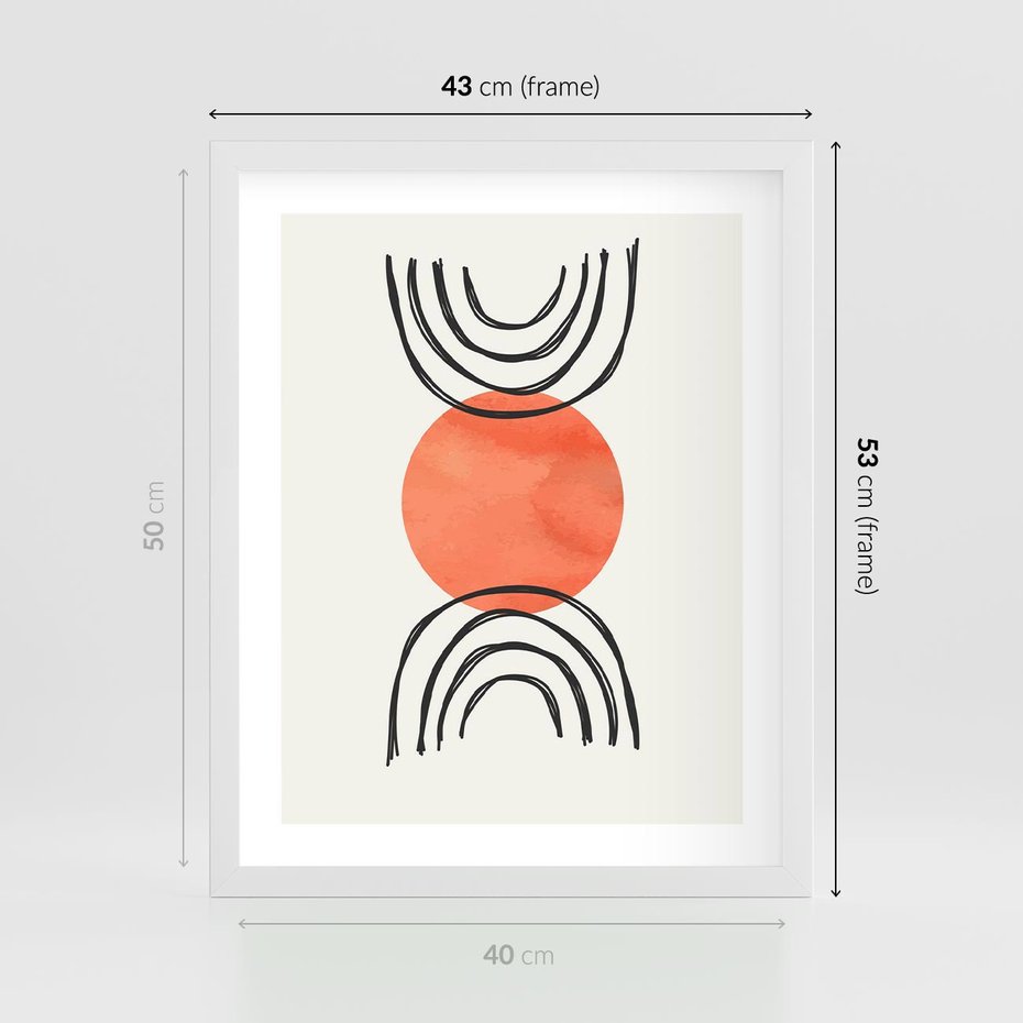 Plakat w ramie 40x50 - Lustrzane Widzenie - koło, boho styl - rama biała