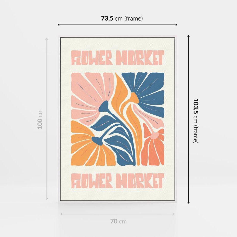 Obraz w ramie 70x100 - Spójny Dysonans - pastelowe kolory, typografia - rama biała