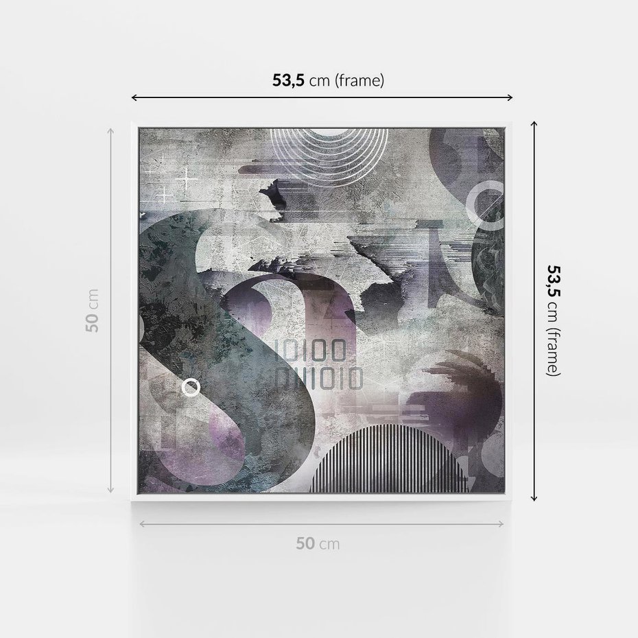 Obraz w ramie 50x50 - Nocne opowieści w barwach - typografia, abstrakcja - rama biała