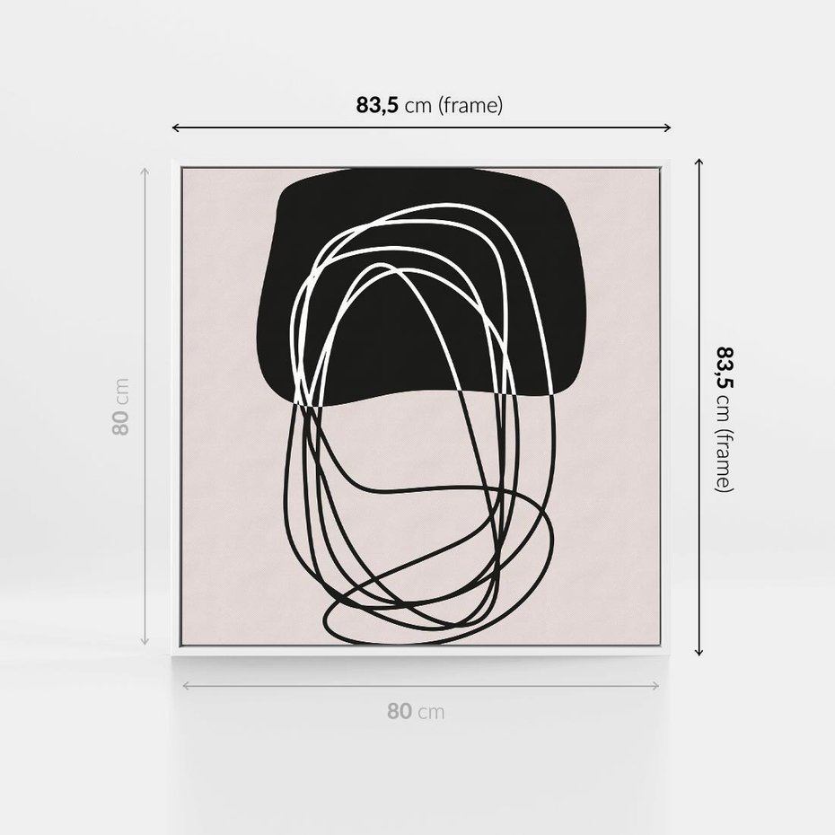 Obraz w ramie 80x80 - Strukturalne Kontrasty - abstrakcyjne szkicowane linie, minimalizm - rama biała