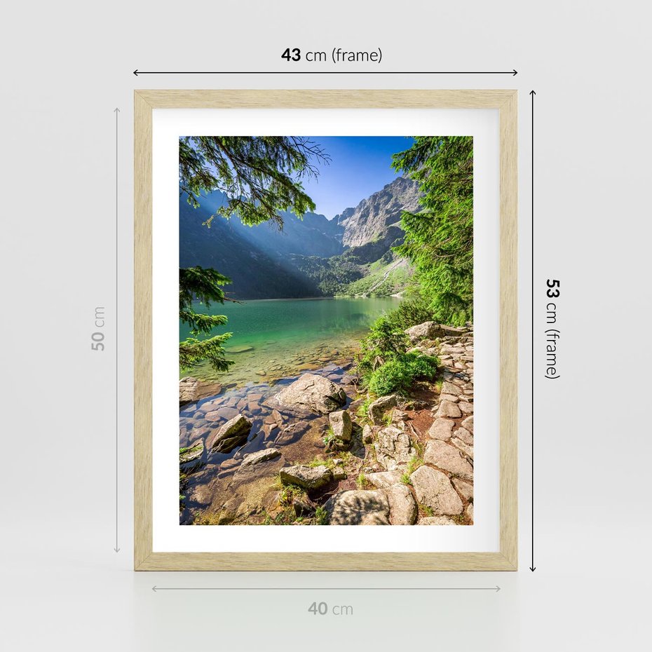 Plakat w ramie 40x50 - Mistyczna Przyroda - góry, jezioro - rama drewno