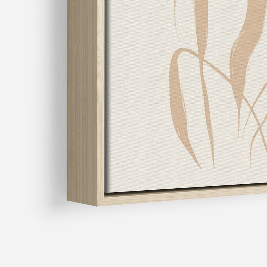 Obraz w ramie 70x100 - Formy Nowoczesności - minimalistyczny plakat, liście palmy - rama drewno