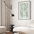 Plakat w ramie 50x70 - Energetyczne Odrodzenie Natury - abstrakcyjne delikatne zielone linie, podobne do gałęzi kwiatów - rama czarna