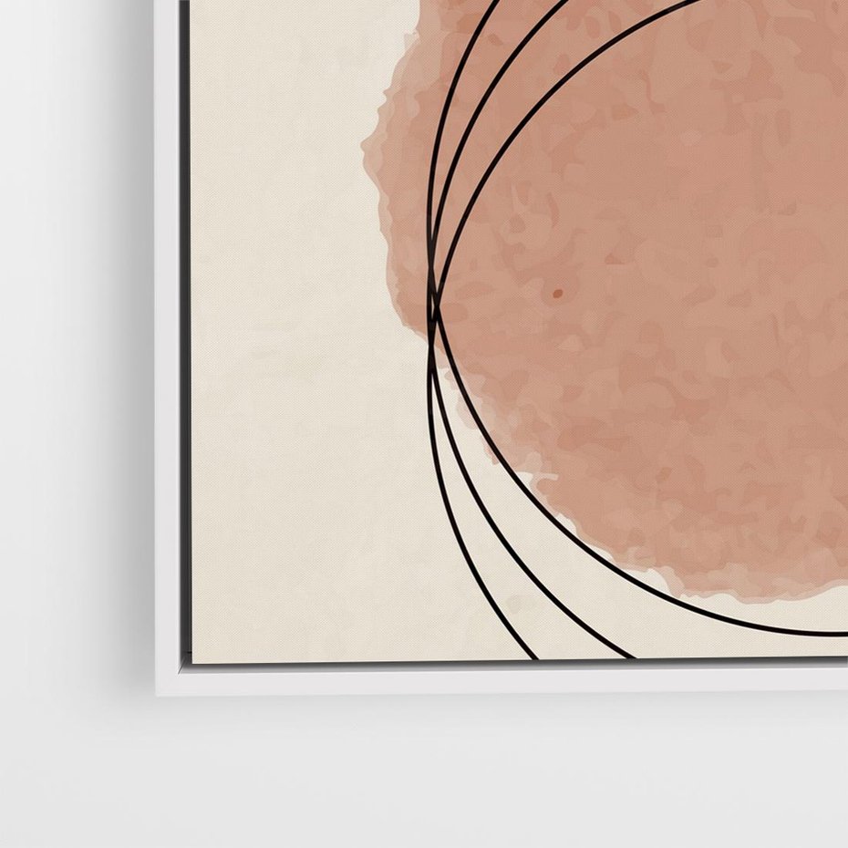 Obraz w ramie 80x80 - Migotliwe Kontury - akwarelowa plama, geometryczne szkicowane kształty - rama biała