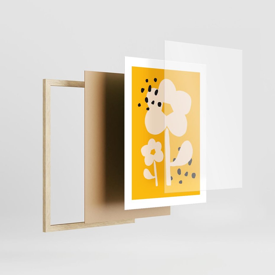 Plakat w ramie 30x40 - Bezgraniczne Impulsy - abstrakcyjny kwiat, plakat - rama drewno