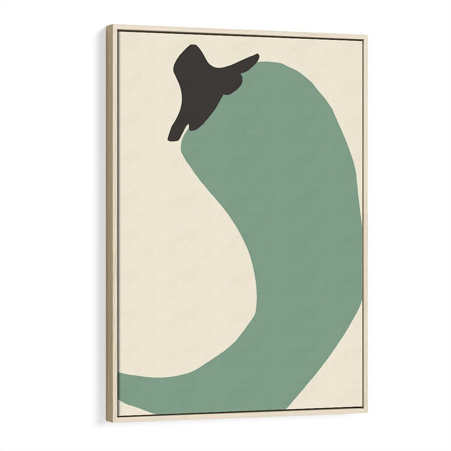 Obraz w ramie 70x100 - Granice Akwareli - abstrakcyjny minimalistyczny obraz, zielona papryczka - rama drewno