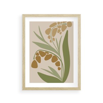 Plakat w ramie 30x40 - Minimalizm z Roślinami - nowoczesny plakat, roślinność - rama drewno