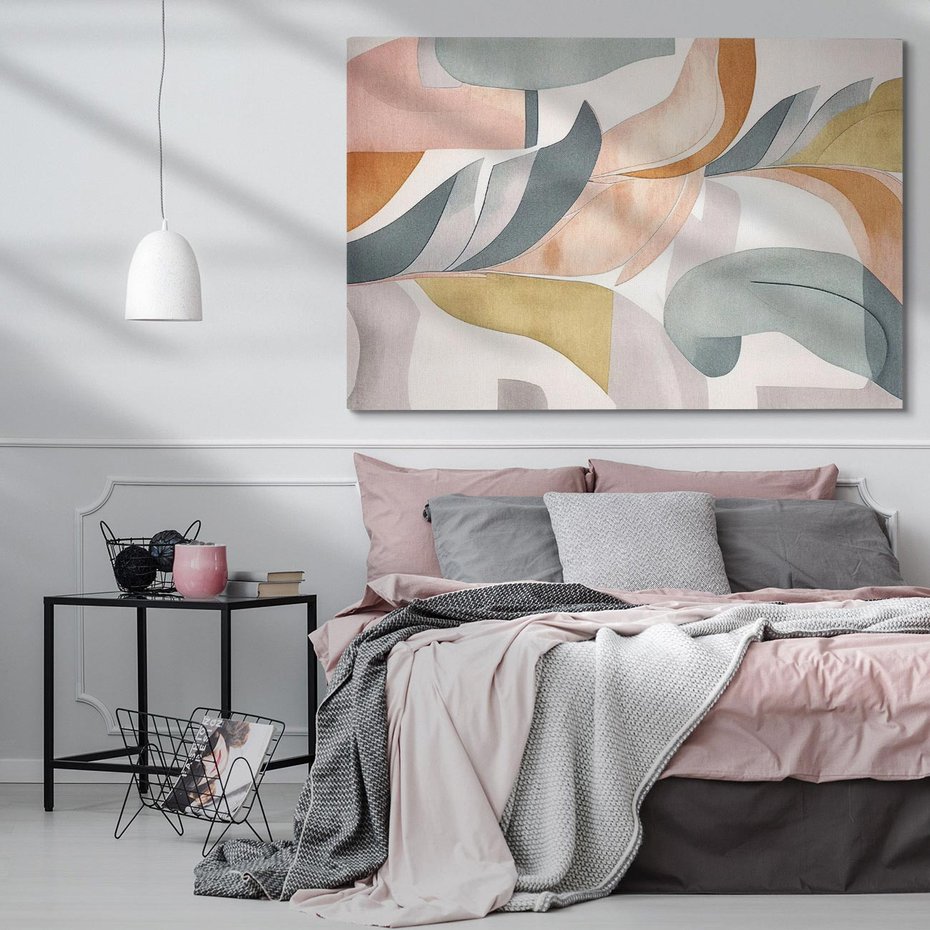 Obraz na płótnie 70x50 - Beżowe Akwarele - pastelowe akwarele, kształty