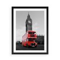 Plakat w ramie 50x70 - Autobusy w tętniącym życiem Londynie - Londyn, autobus - rama czarna
