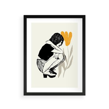 Plakat w ramie 30x40 - Kobiecy Plakat - prosta grafika, kobieta - rama czarna