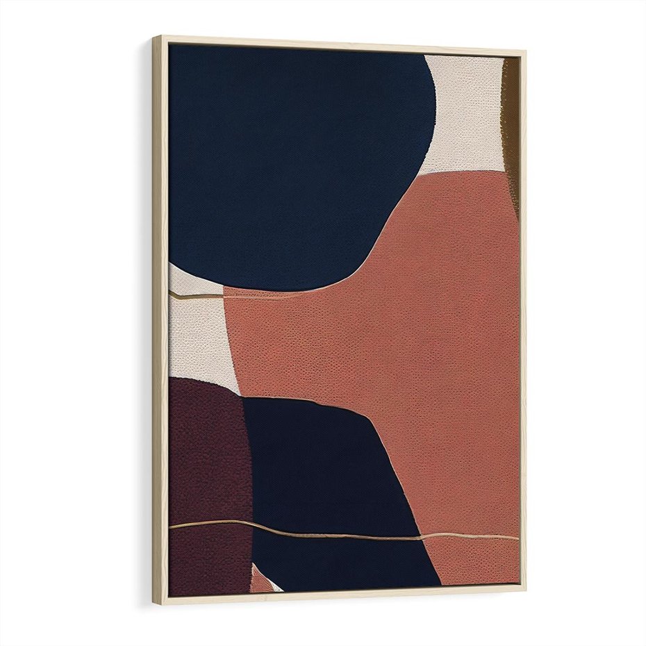 Obraz w ramie 80x120 - Abstrakt Marsala - nieregularne plamy, kształty - rama drewno