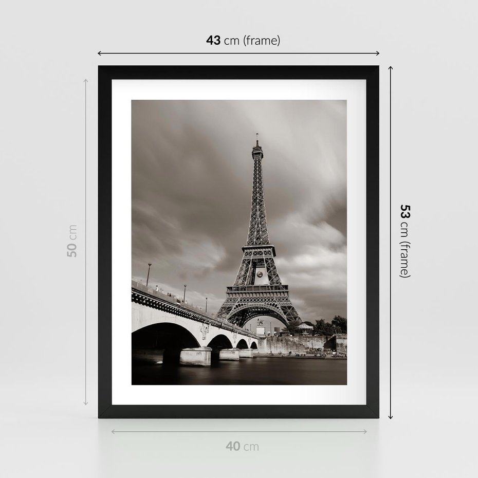 Plakat w ramie 40x50 - Mgiełka Eiffla - Paryż, Eiffla - rama czarna