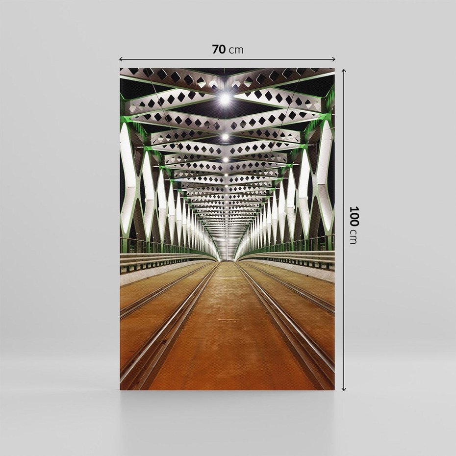 Obraz na płótnie 70x100 - Most kolejowy w nocy - most, kolej