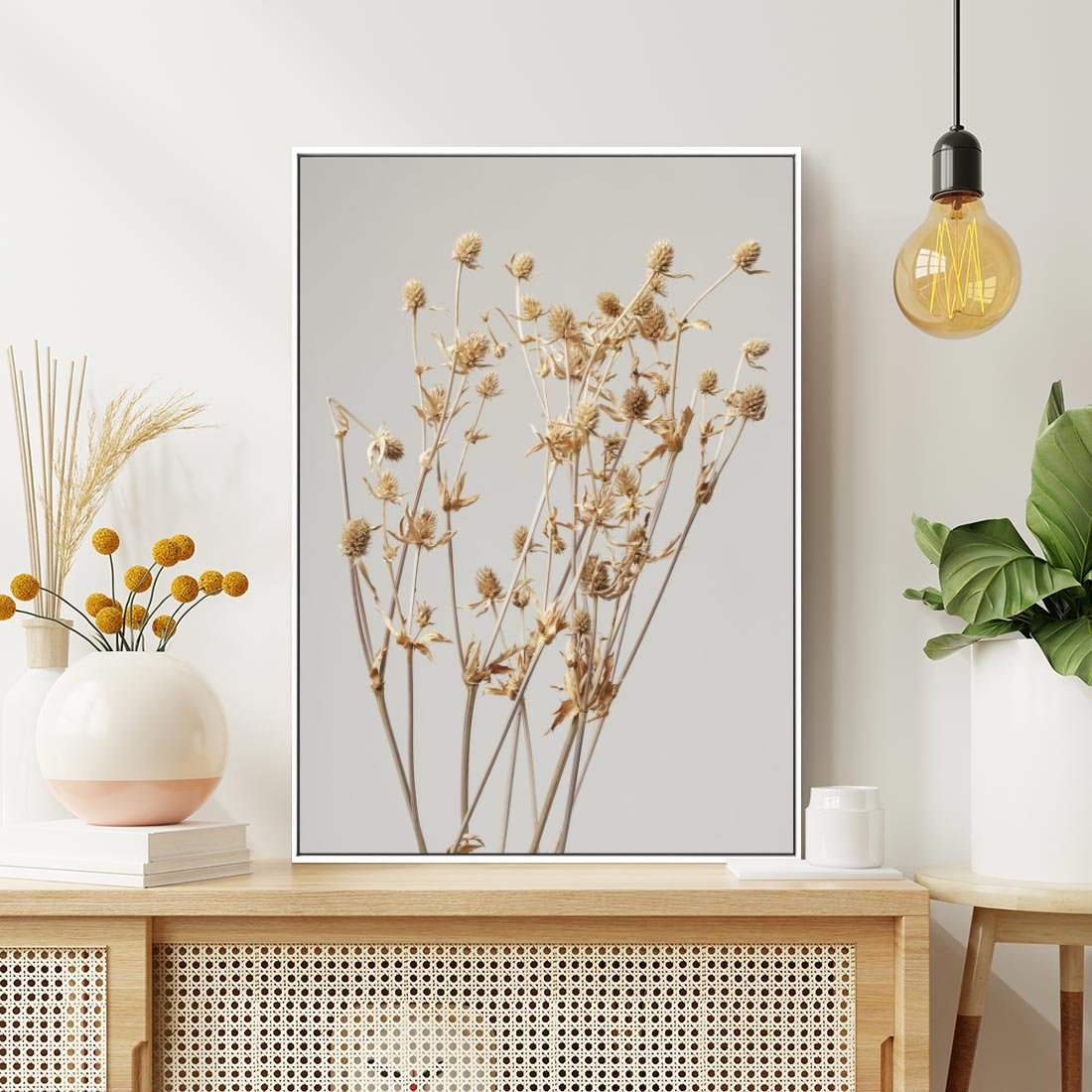 Obraz w ramie 80x120 - Delikatne gipsówki - gipsówka, suche - rama biała