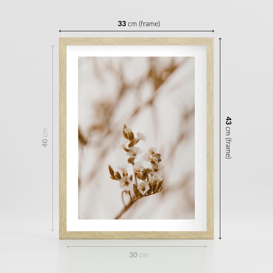 Plakat w ramie 30x40 - Kwiatowa suchość - kwiaty, susz - rama drewno