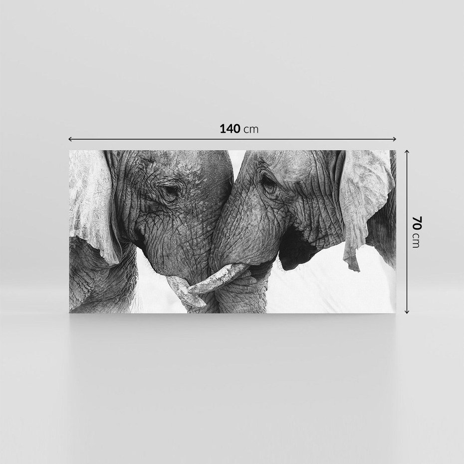 Obraz na płótnie 140x70 - Spotkanie Mądrości - fotografia czarno biała, dwa słonie