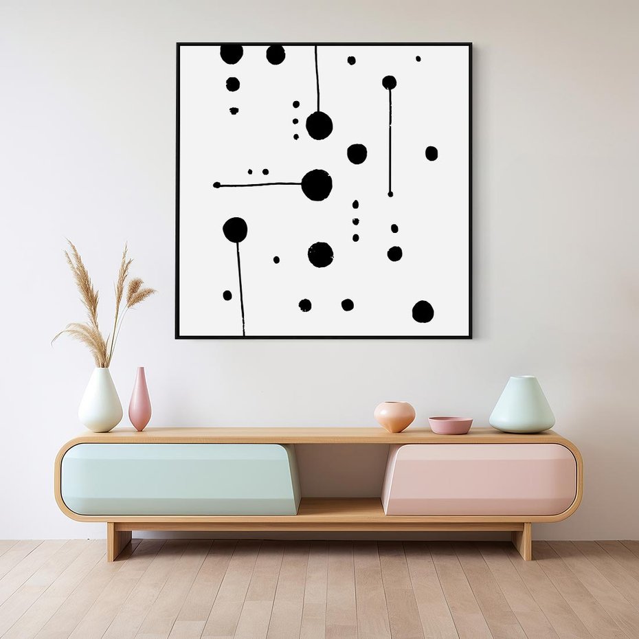 Obraz w ramie 50x50 - Złudne Odbicia - abstrakcja, minimalizm - rama czarna