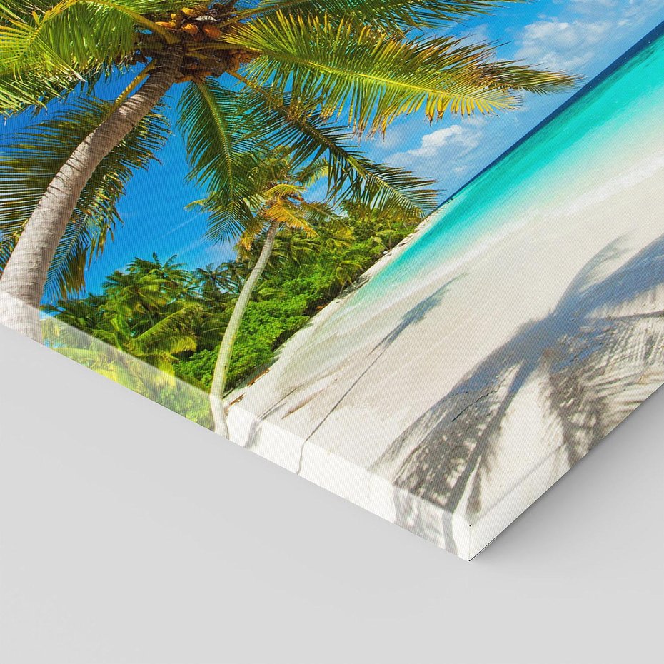 Obraz na płótnie 30x30 - Raj na Malediwach: Plaża, Morze i Palmy - Malediwy, plaża