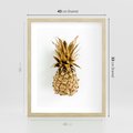 Plakat w ramie 40x50 - Ekskluzywny Akcent - złoty, ananas - rama drewno