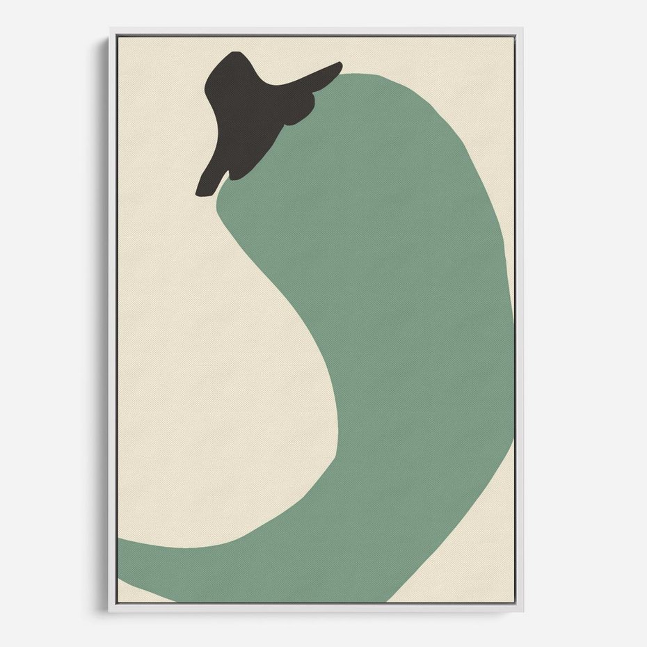 Obraz w ramie 80x120 - Granice Akwareli - abstrakcyjny minimalistyczny obraz, zielona papryczka - rama biała