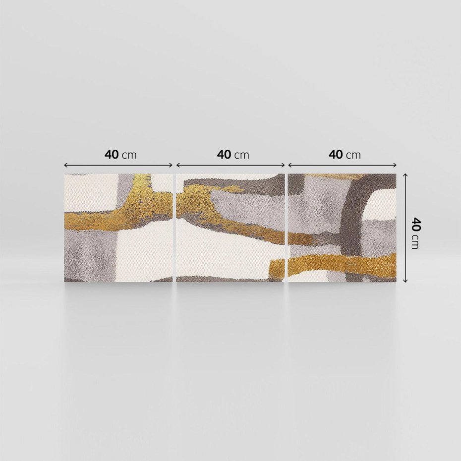 Obraz na płótnie 120x40 - Szaro-złote Wibracje - abstrakcyjne kształty, szerokie linie