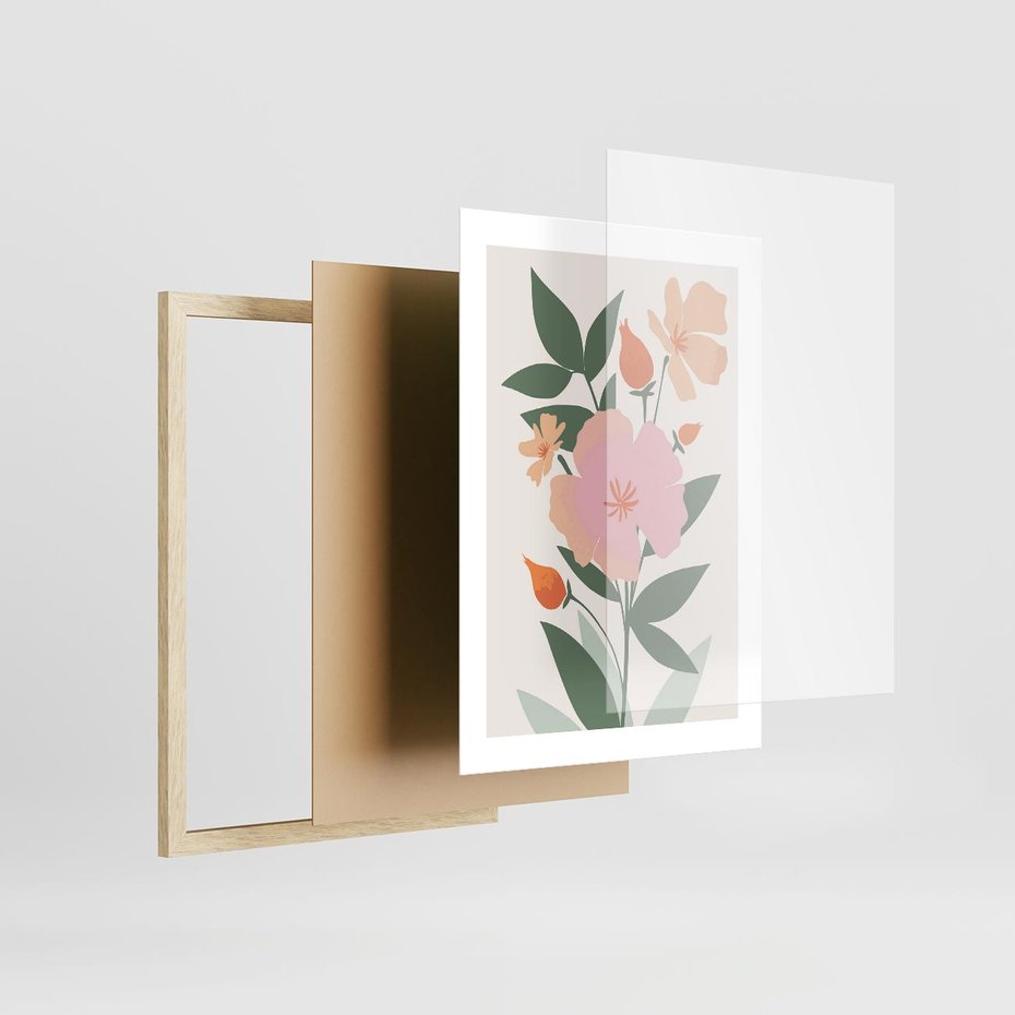 Plakat w ramie 30x40 - Kwiatowe Nastroje - kwiat, sztuka nowoczesna - rama drewno