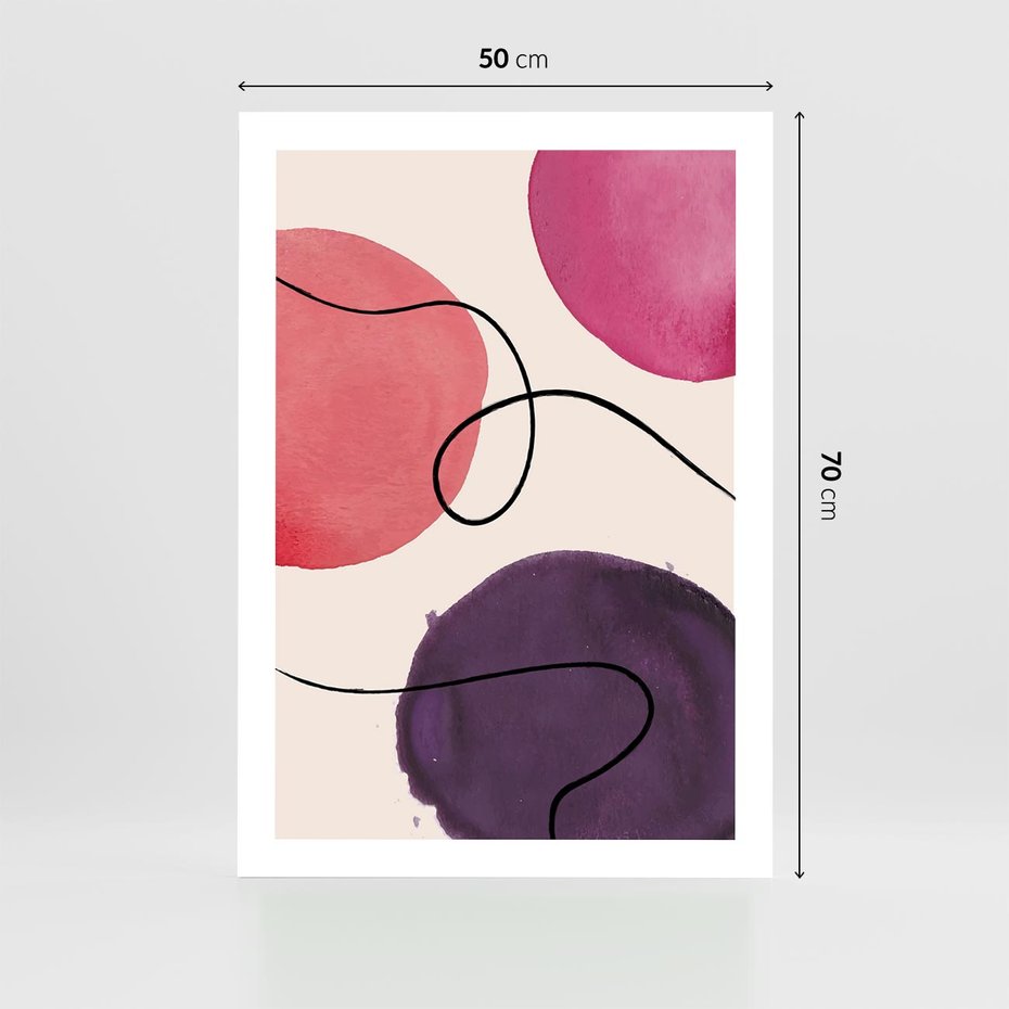 Plakat bez ramy 50x70 - Migoczące Echo - abstrakcyjne akwarelowe plamy, nieregularne linie