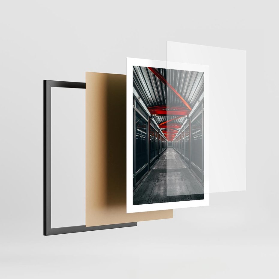 Plakat w ramie 50x70 - Nieskończoność Przestrzeni - korytarz, perspektywa - rama czarna