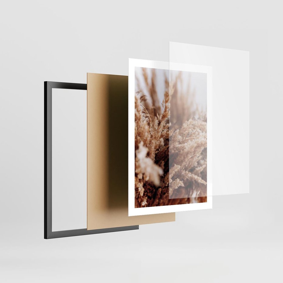 Plakat w ramie 50x70 - Sztuka Suszonych Traw - trawa pampas, suszone trawy - rama czarna