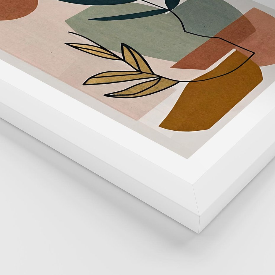 Plakat w ramie 40x50 - Rozkwitająca Boho Wyobraźnia - boho obraz, abstrakcja - rama biała