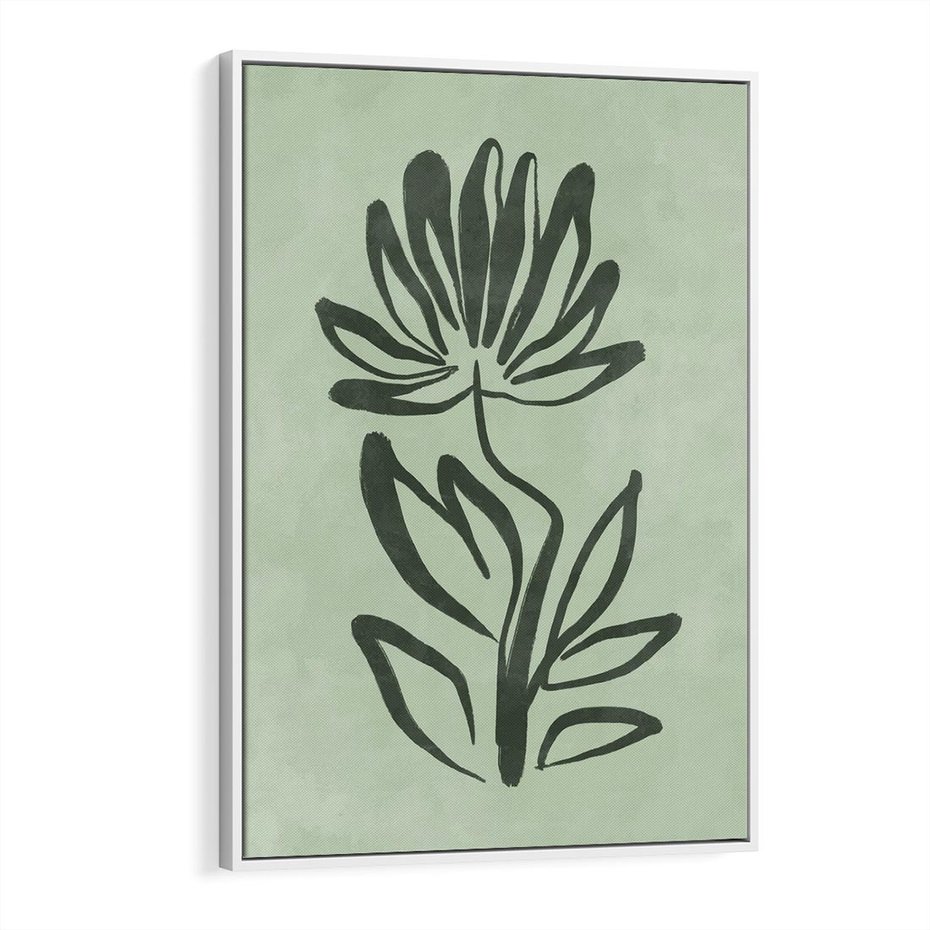 Obraz w ramie 70x100 - Zieleń Wyjątkowego Ukojenia - zielona abstrakcja, zgaszona zieleń - rama biała