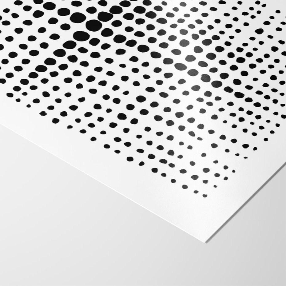 Plakat bez ramy 50x70 - Refleksje Monochromatycznych Widoków - abstrakcyjna kompozycja z czarnych kropek, minimalistyczny czarno bialy plakat