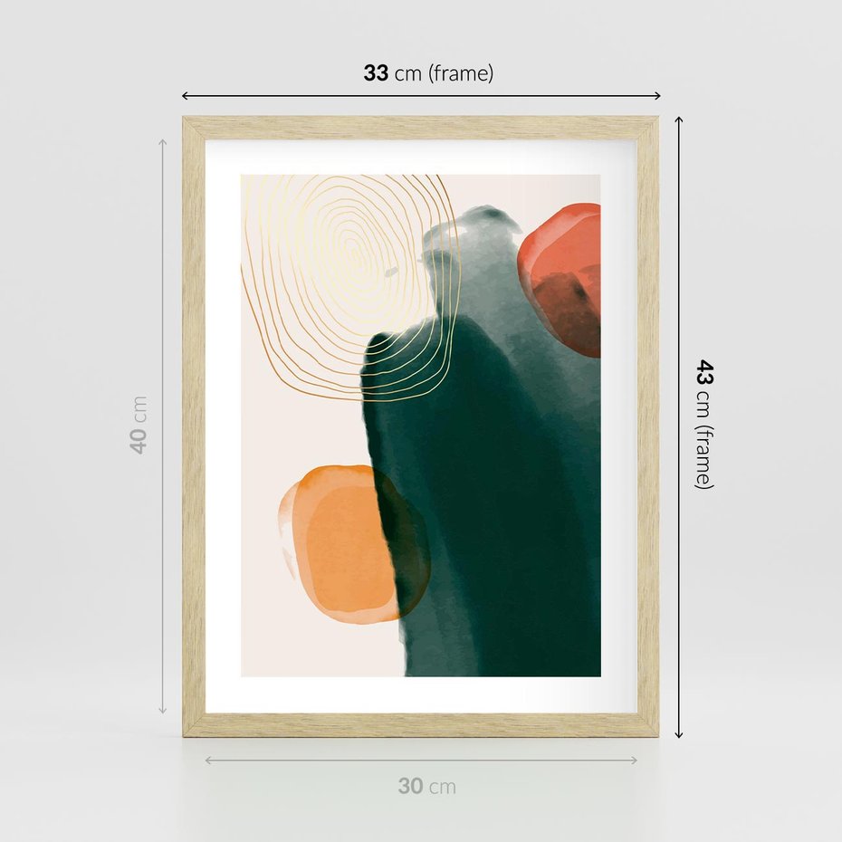 Plakat w ramie 30x40 - Modernistyczne Spektrum - abstrakcyjna granatowa plama, akwarela - rama drewno