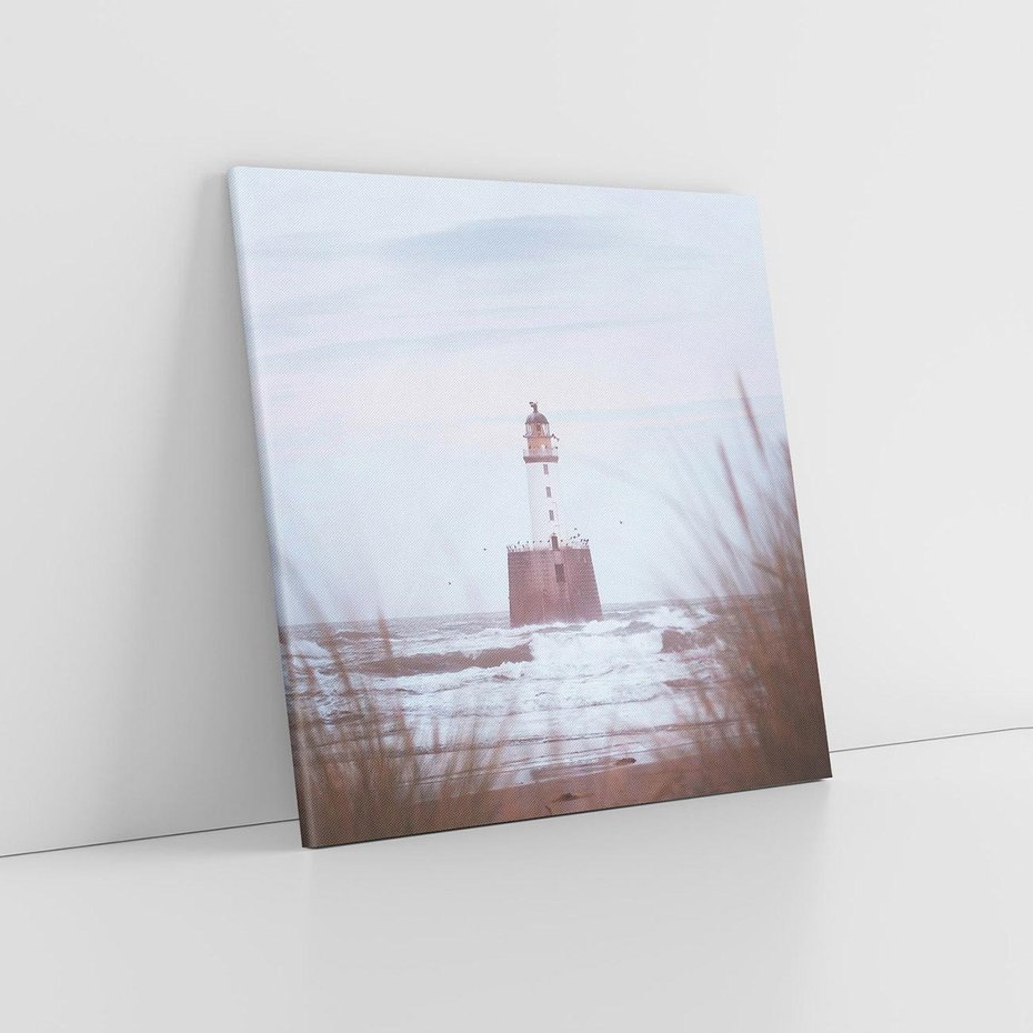 Obraz na płótnie 60x60 - Magiczna Aura - latarnia, mgła