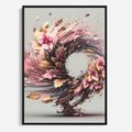 Obraz w ramie 50x70 - Kwiatowy Wir - nowoczesna grafika komputerowa, wir z kwiatów - rama czarna
