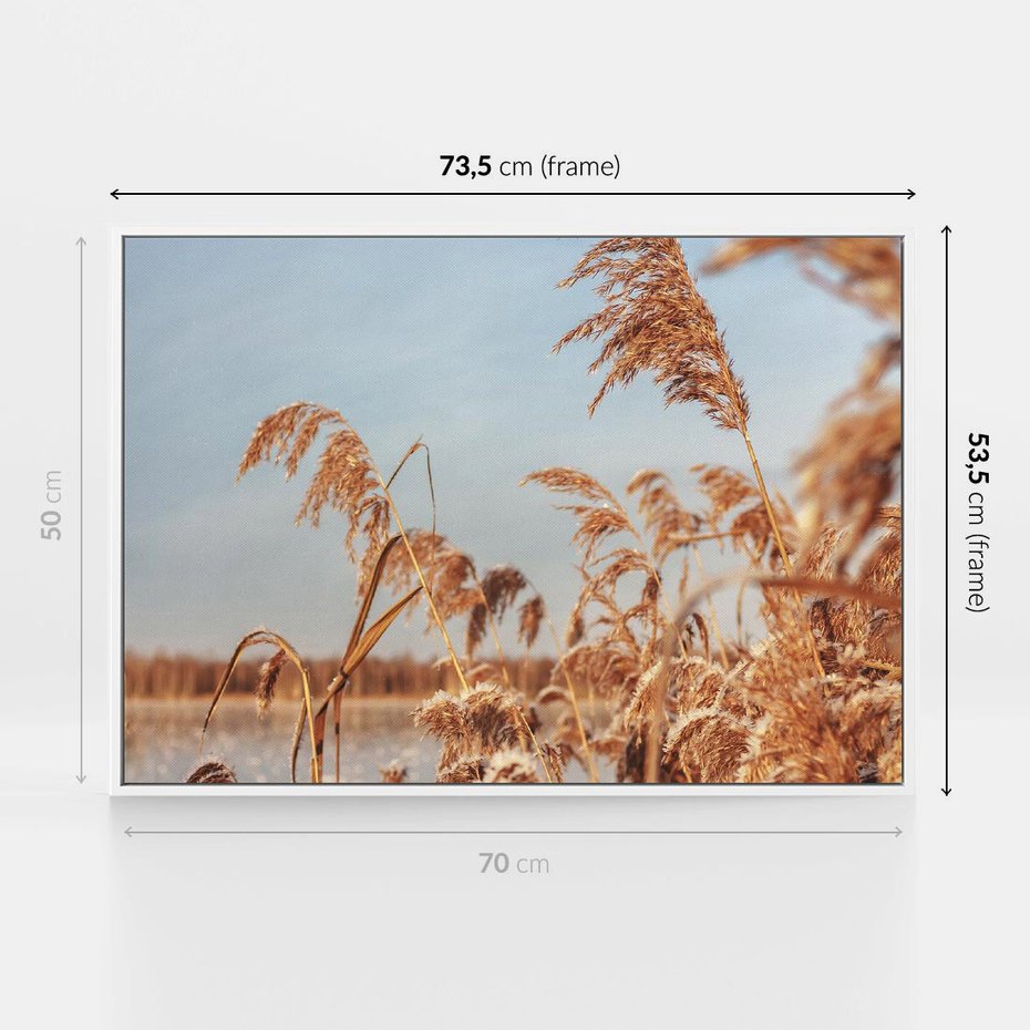 Obraz w ramie 70x50 - Wyraz Stylu - trawy, boho - rama biała